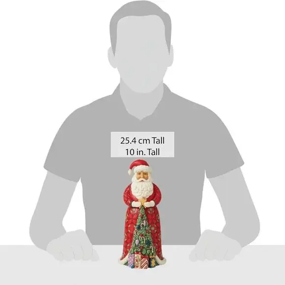 Enesco Jim Shore Heartwood Creek Santa with Christmas Tree Coat Figurine NEW